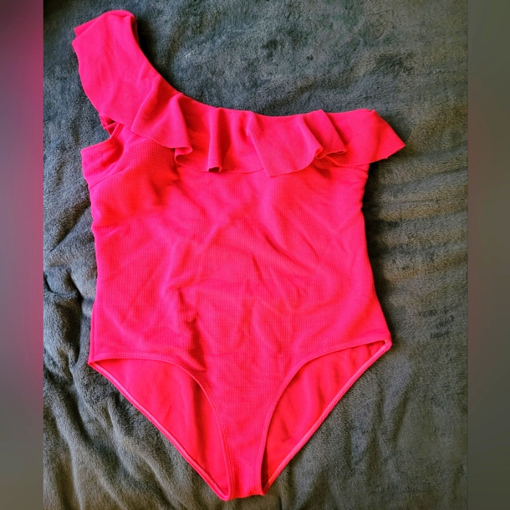 Pink One-Shoulder Kids One Piece